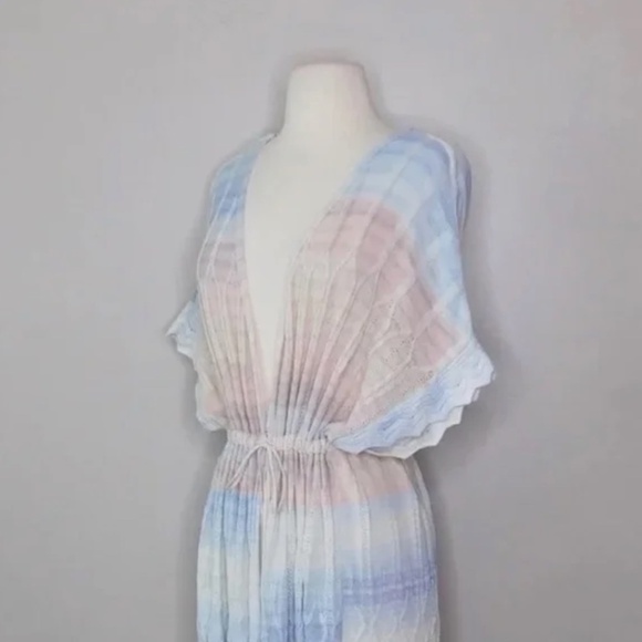 Anthropologie KNITTED & KNOTTED Pastel Ombré Beach Duster Cardigan Medium Petite - Picture 7 of 14